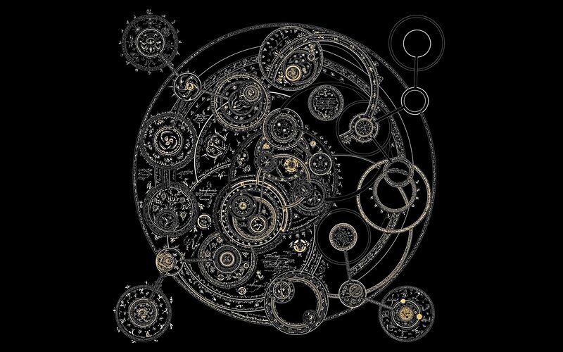 Complex Mechanical Diagram — Black