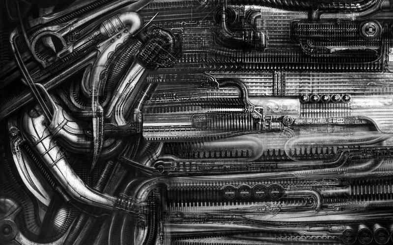 complex mechanical interior