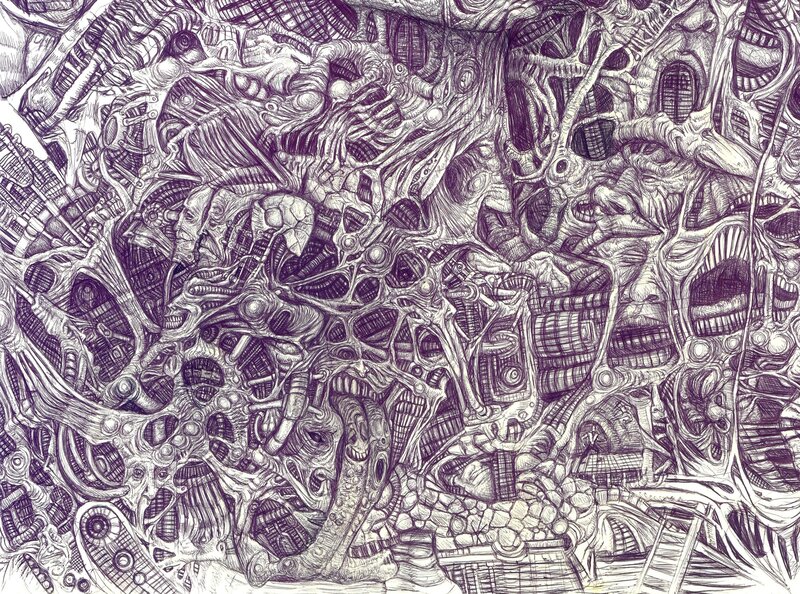 complex mechanical organic artwork