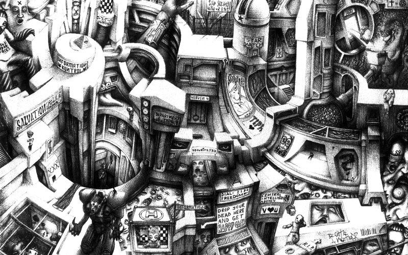 Complex Mechanical Structure — Black, Chaotic