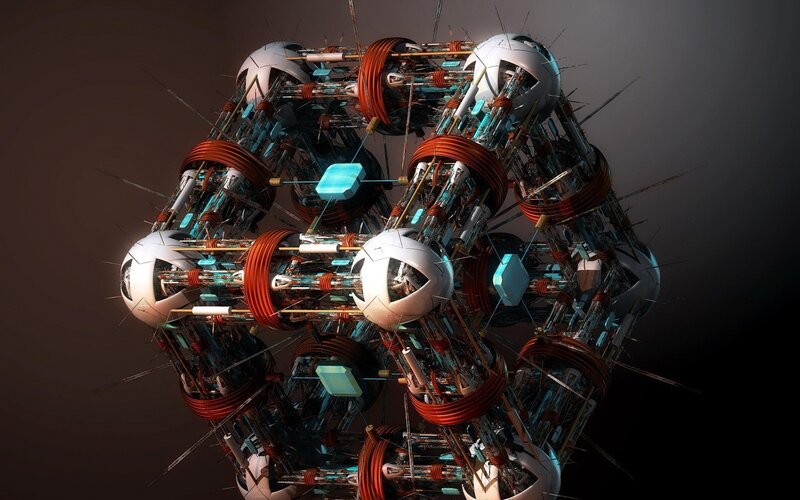 Complex Mechanical Structure — White, Dramatic, 3d Render