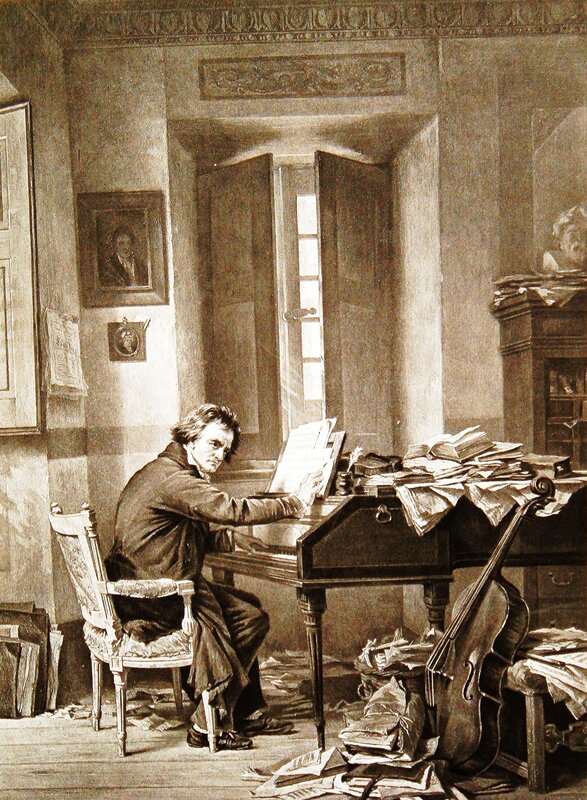 Composer at his desk