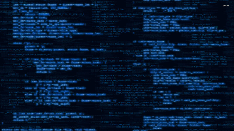 Computer Code on Screen — Blue, Technical, Digital Art