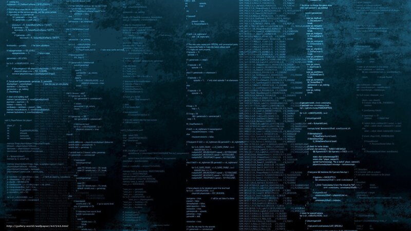 Computer Code on Screen — Blue, Technical