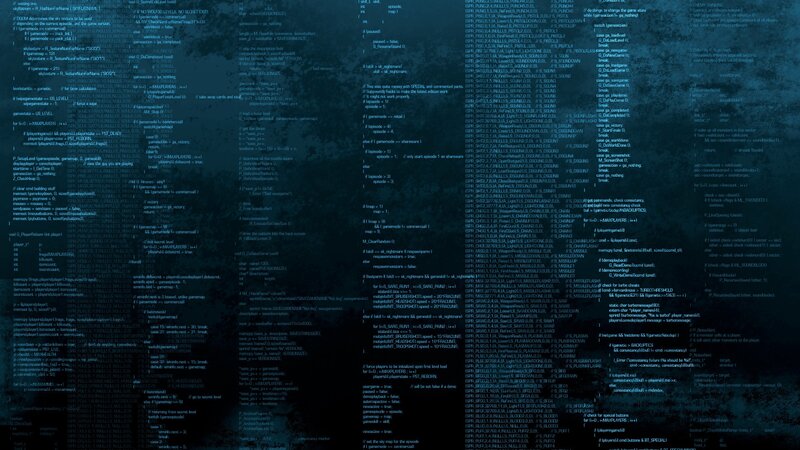 Computer Code on Screen — Blue