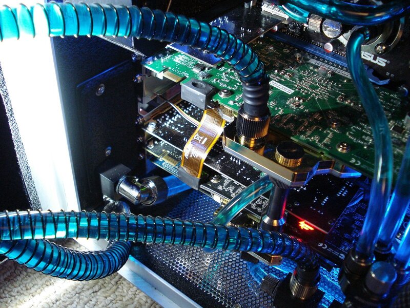Computer Cooling System — Blue, Technical, Photograph, Motherboard, Cables, Graphics Card