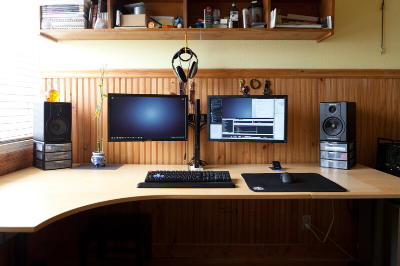 Computer Desk Setup — Brown