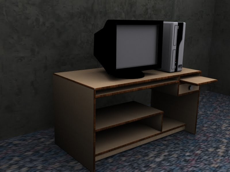 computer desk with monitor