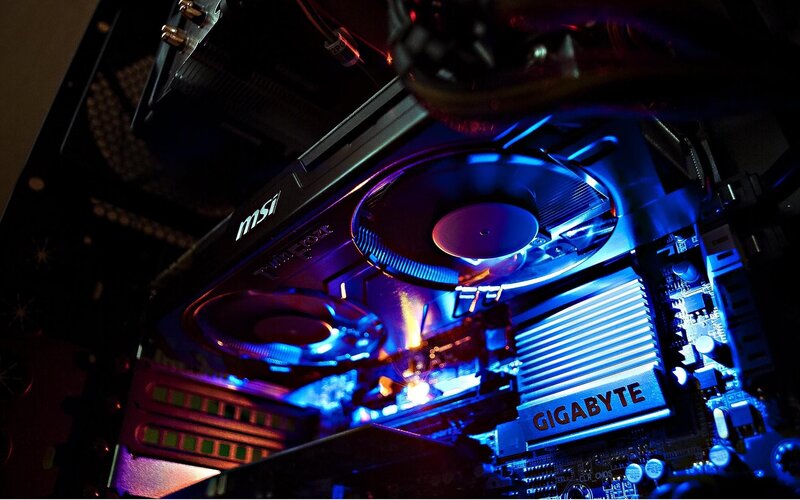 Computer Hardware — Blue, Dark, Photograph
