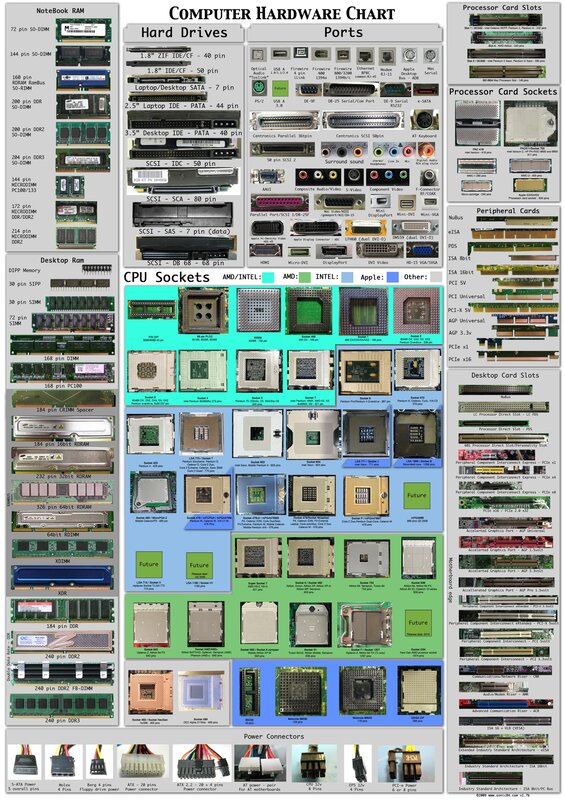 Computer Hardware Chart — Green, Informative, Illustration
