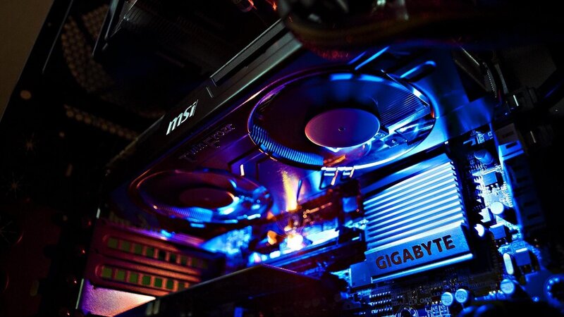 Computer Hardware Components — Blue, Dark