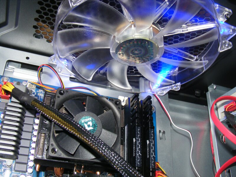 Computer internals with fans