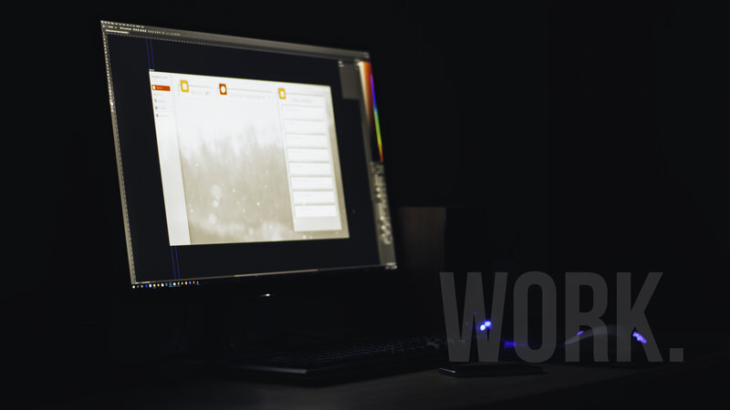 Computer Monitor on Desk — Black