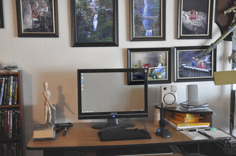 Computer Monitor on Desk — Brown