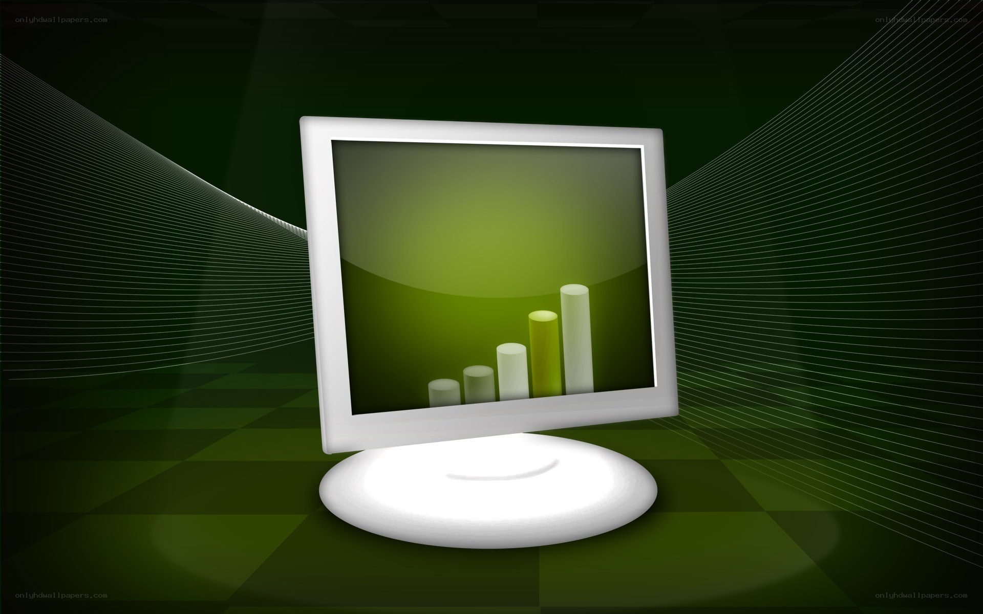 computer monitor with bar chart