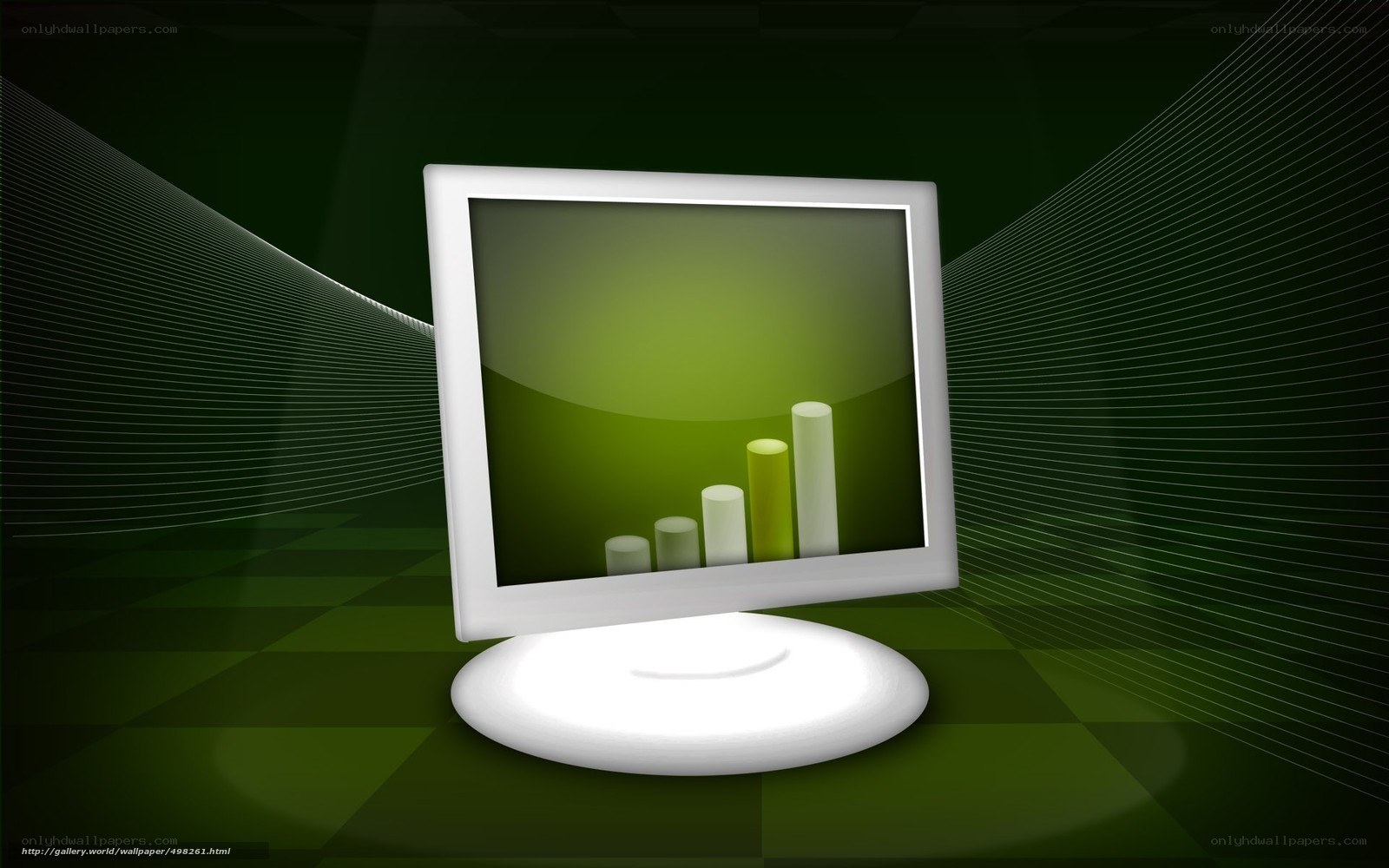 Computer monitor with bar chart