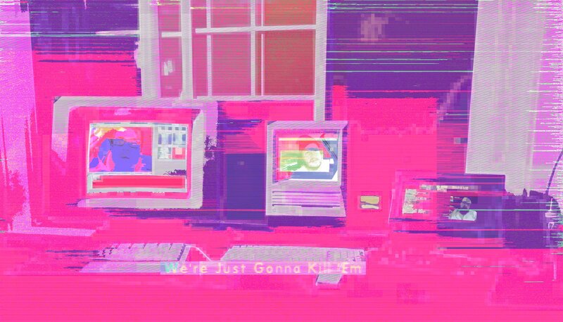 Computer Monitors with Glitch Effect