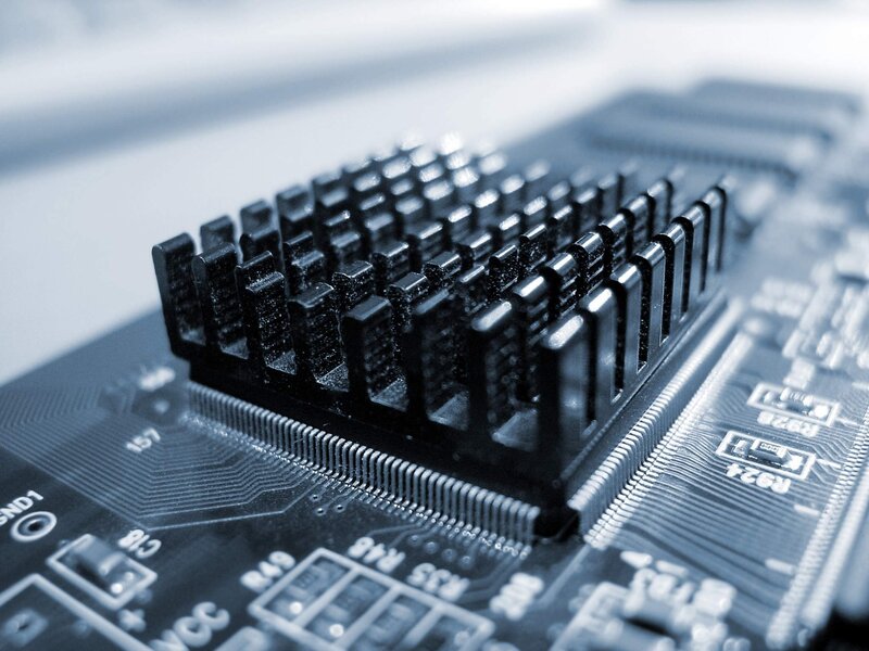 Computer Motherboard — Blue, Technical, Photograph, Heat Sink