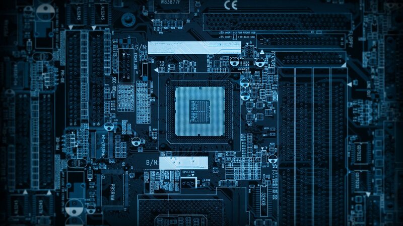 Computer Motherboard — Blue, Technical, Photograph