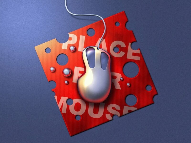 Computer Mouse on Cheese — Red, Clean