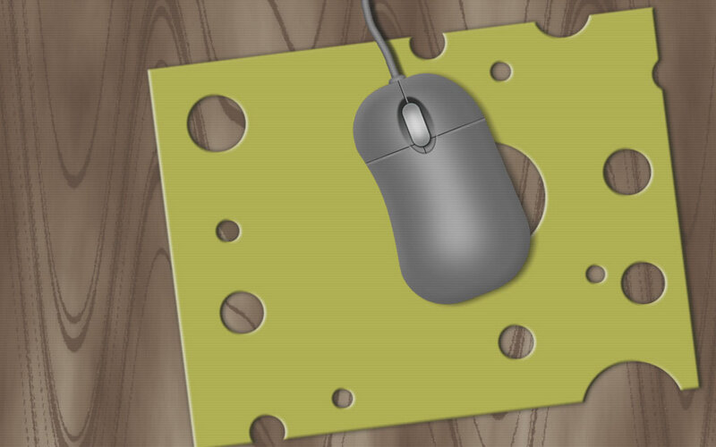 Computer Mouse on Cheese — Yellow
