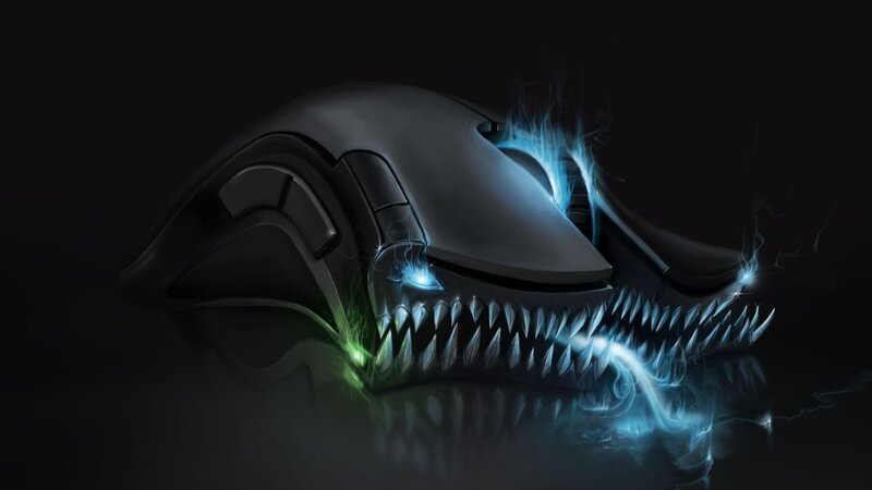 Computer Mouse with Glowing Teeth