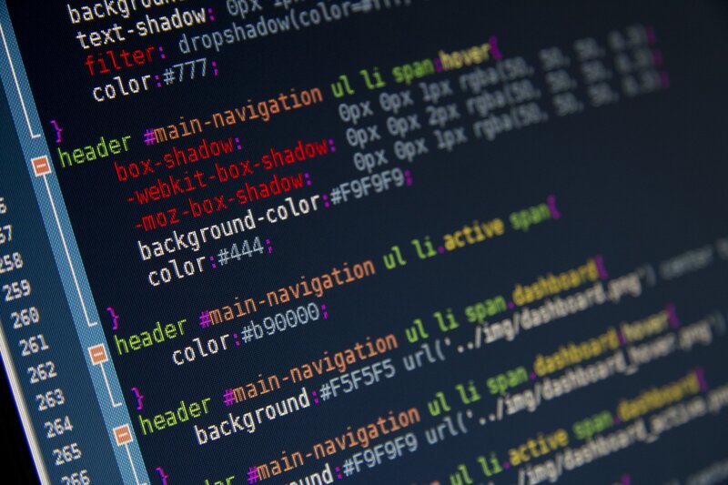 Computer Screen with Code — Black, Technical, Photograph, Code Editor