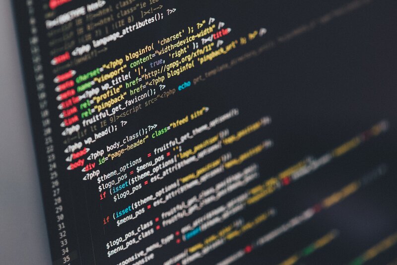 Computer Screen with Code — Black, Technical, Photograph
