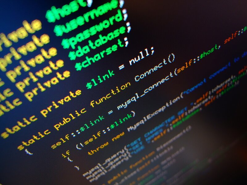 Computer Screen with Code — Black, Technical