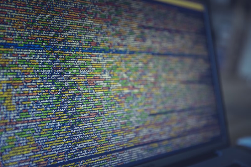 Computer Screen with Code — Blue, Technical, Photograph