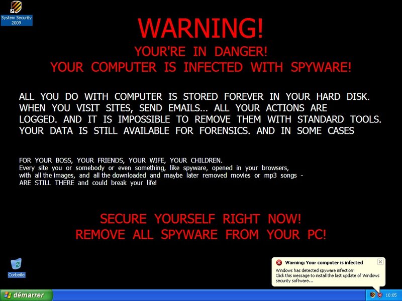 Computer Screen with Warning