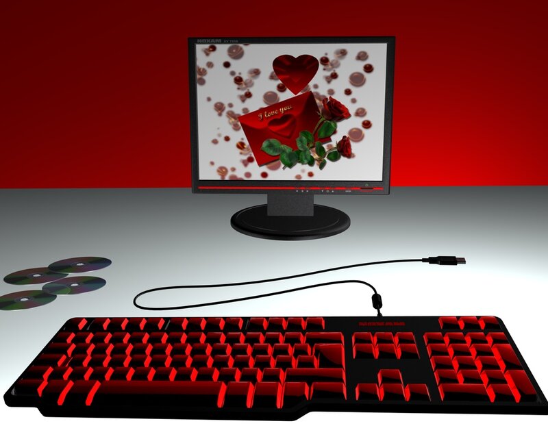 Computer Setup with Red Theme