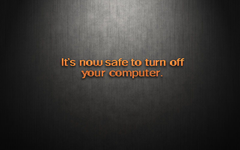 Computer Shutdown Message — Black, Neutral, Digital Art