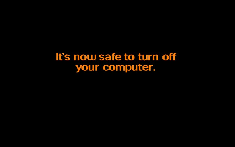 Computer Shutdown Message — Black