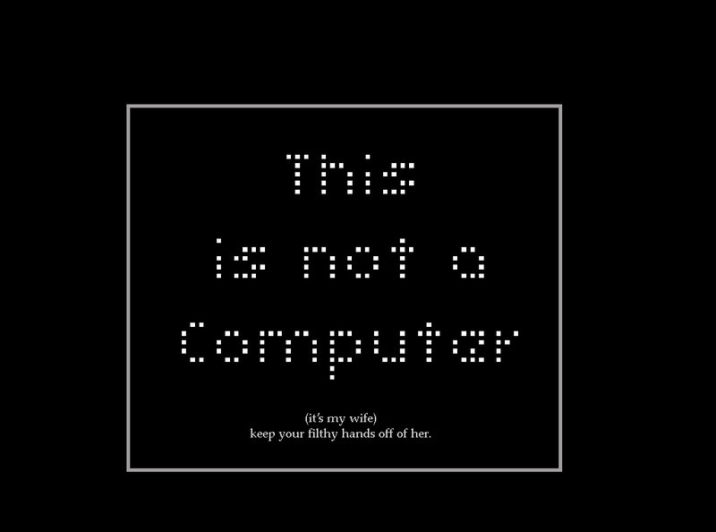 Computer sign with warning
