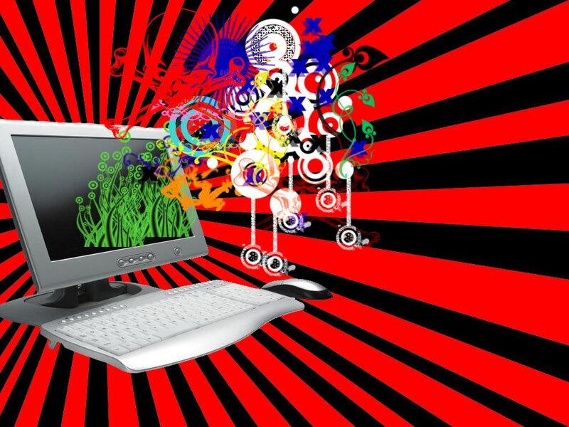 computer with abstract art