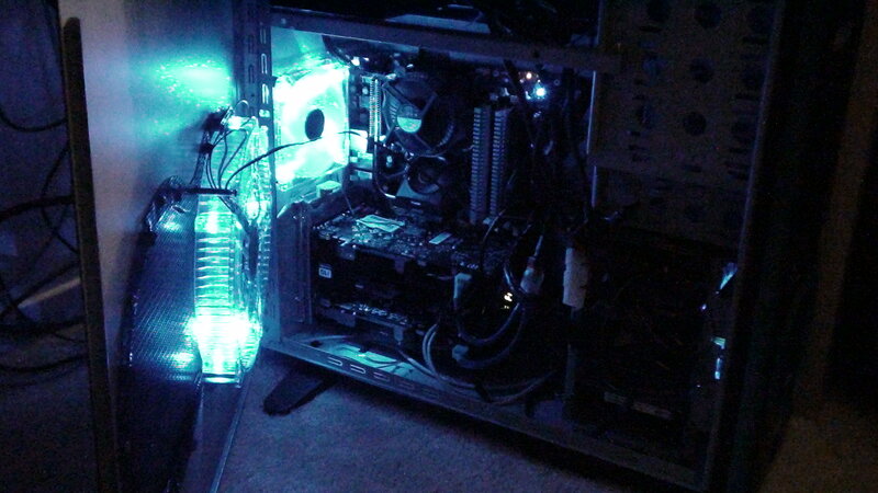 computer with green lighting