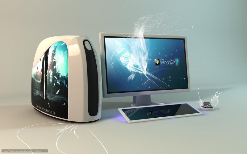 Computer with Monitor — White, Futuristic