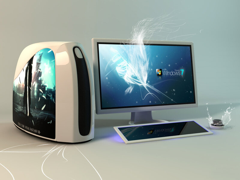 Computer with Monitor — White