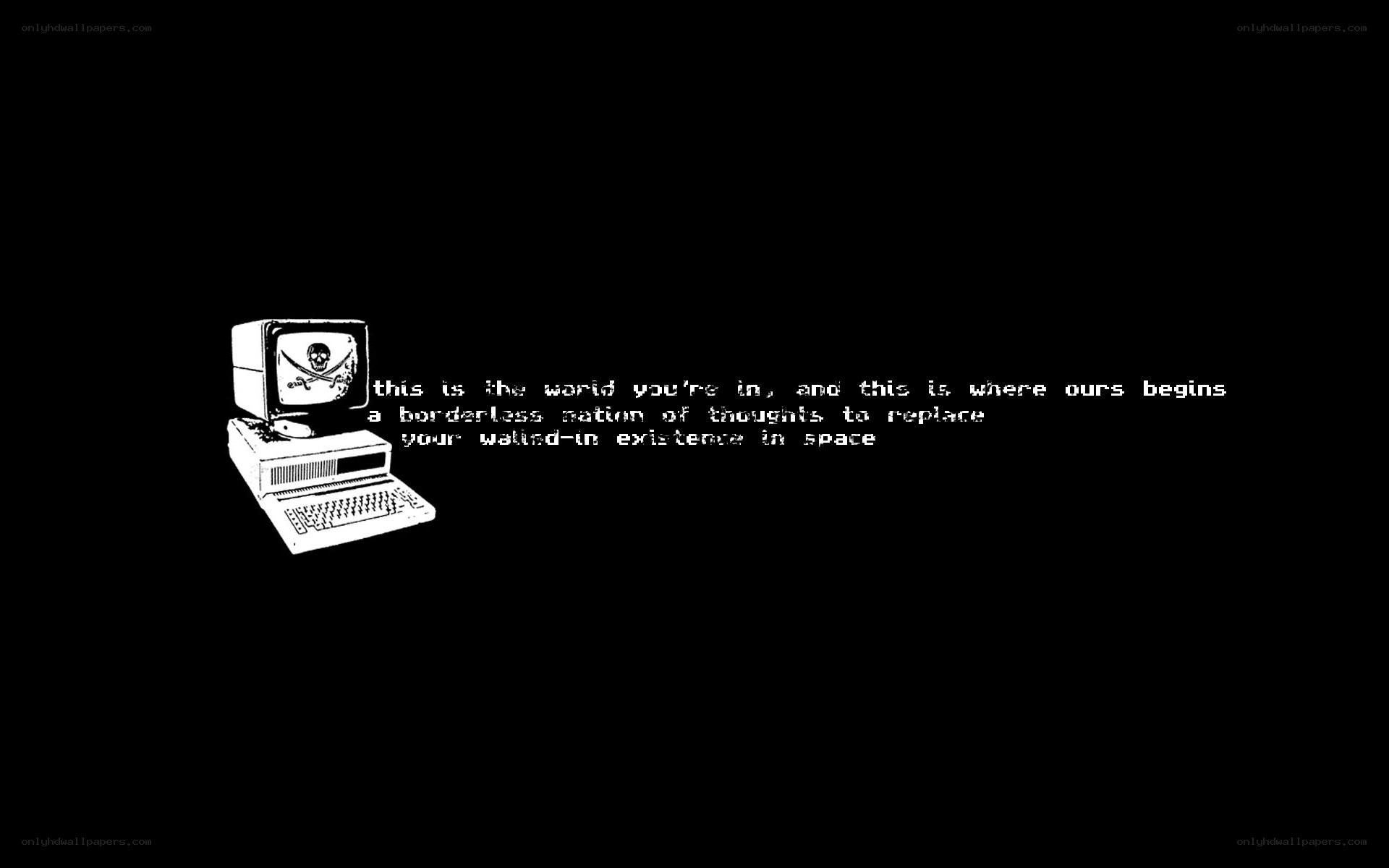 computer with skull screen