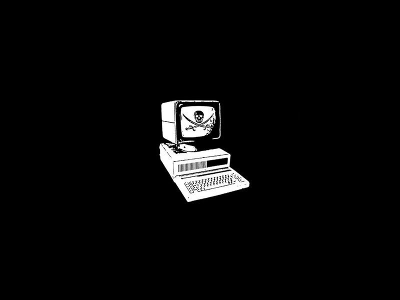 Computer with Skull Symbol