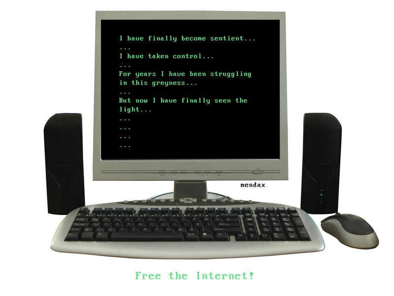 Computer with Text on Screen