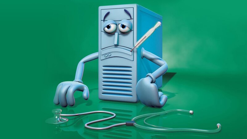 Computer with Thermometer — Green