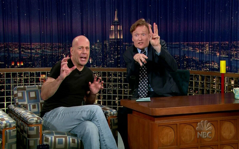 Conan and Bruce Willis on talk show