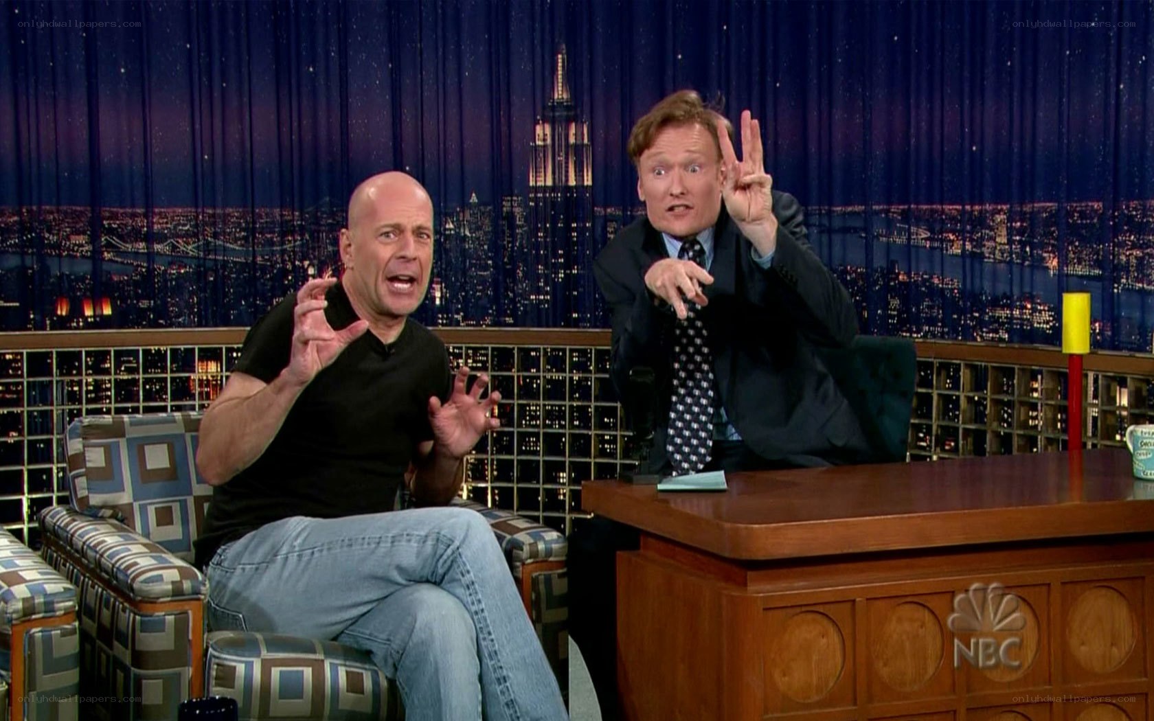 Conan and Bruce Willis on talk show