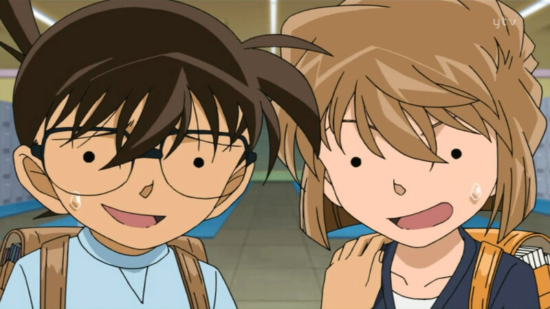 Conan and Ran smiling together