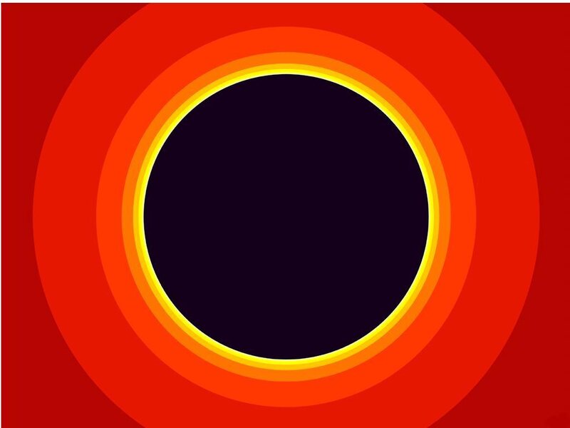 concentric circles of red and yellow