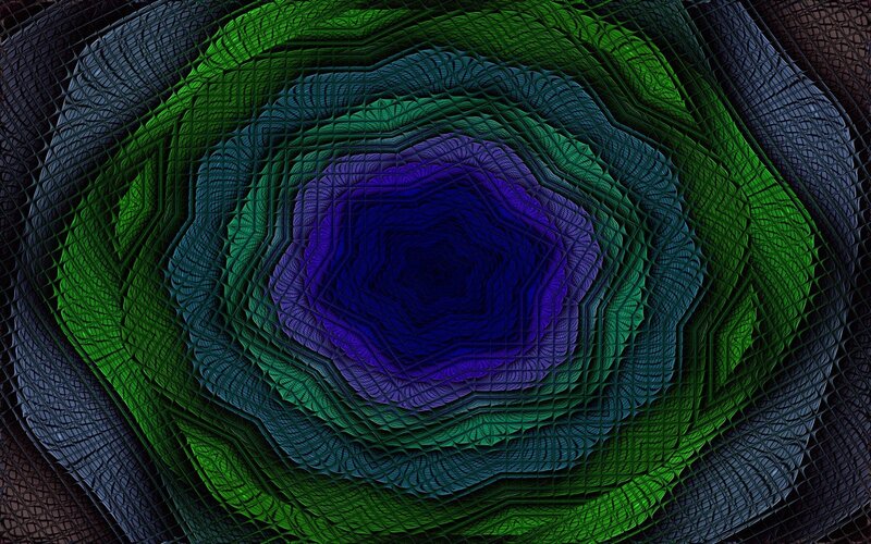 Concentric Fractal Pattern — Green, Hypnotic