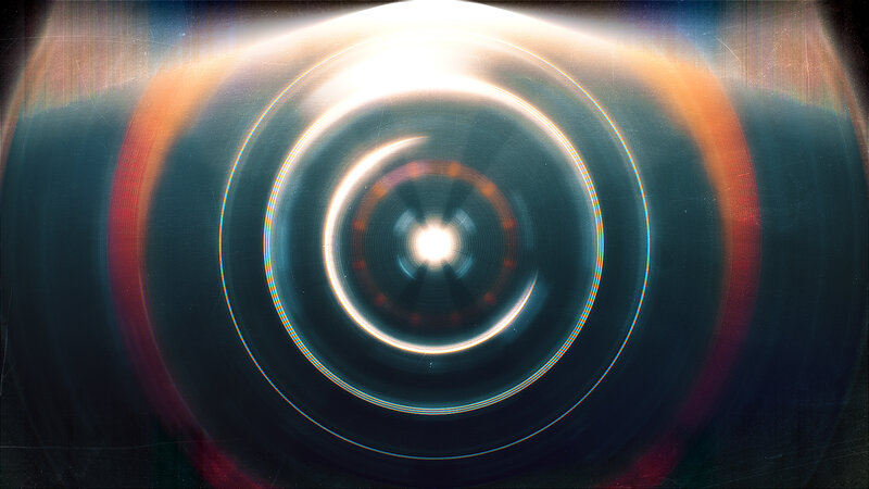 Concentric Light Rings — Blue, Dramatic, Abstract