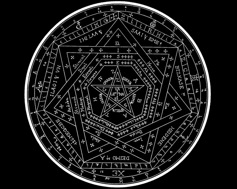 Concentric magical sigil diagram
